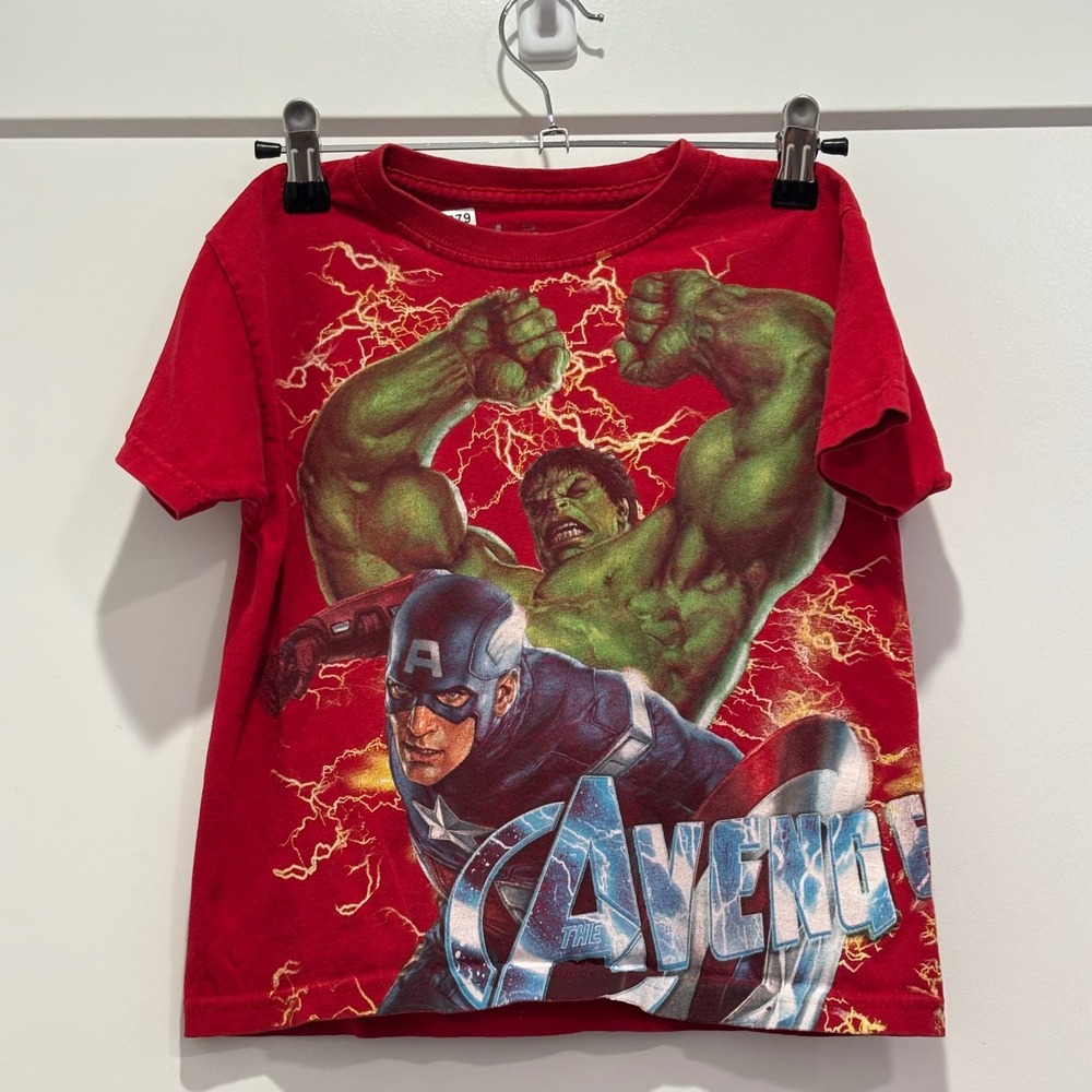 Marvel Avengers Kids Red Graphic T-Shirt Hulk Captain America Iron Man Thor